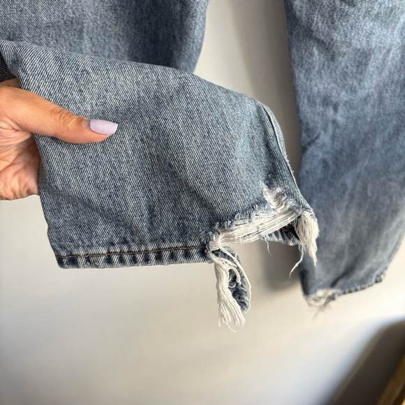 AGOLDE Riley High Rise Straight Cropped Distressed Denim Sz 31 - Picture 7 of 11
